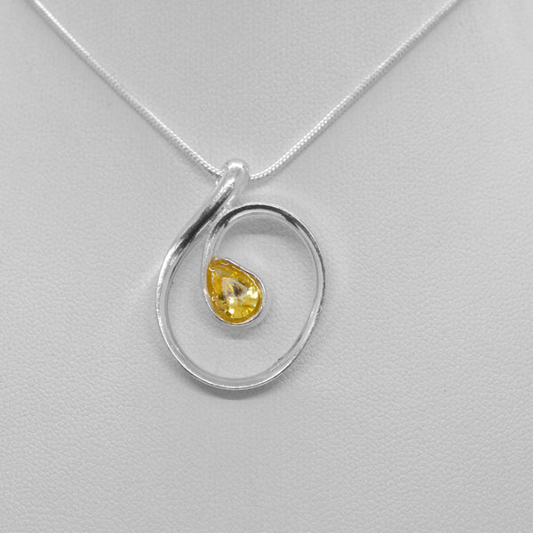 Sterling Silver Birthstone Pendant November / Citrine