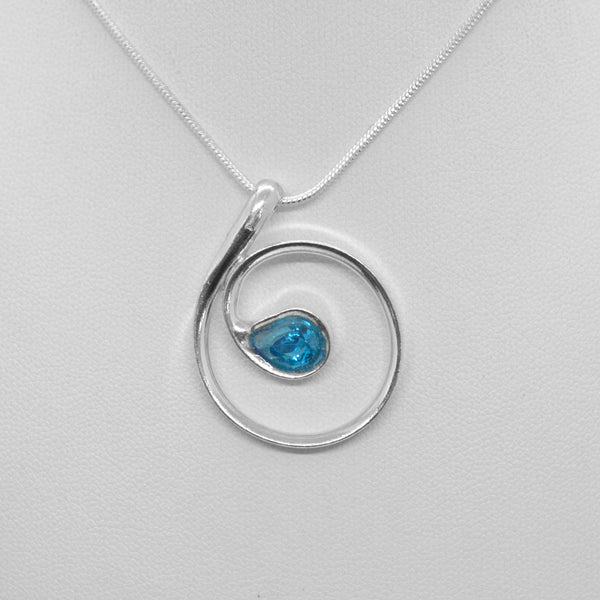 Sterling Birthstone Pendant December / Blue Topaz