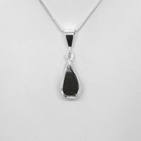 Black Seaglass Basket Pendant