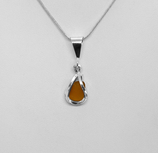 Brown Seaglass Basket Pendant