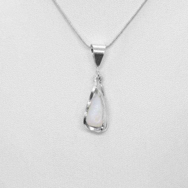 White Seaglass Sterling Silver Basket Pendant (Milk Glass)