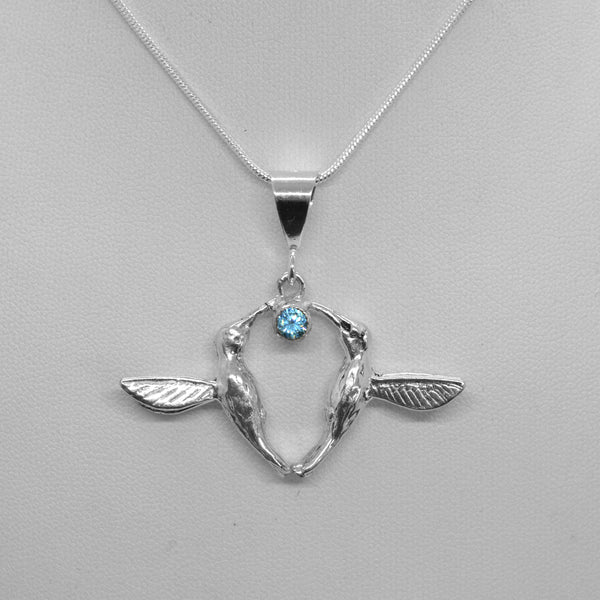Two hummingbird Sterling Silver pendant