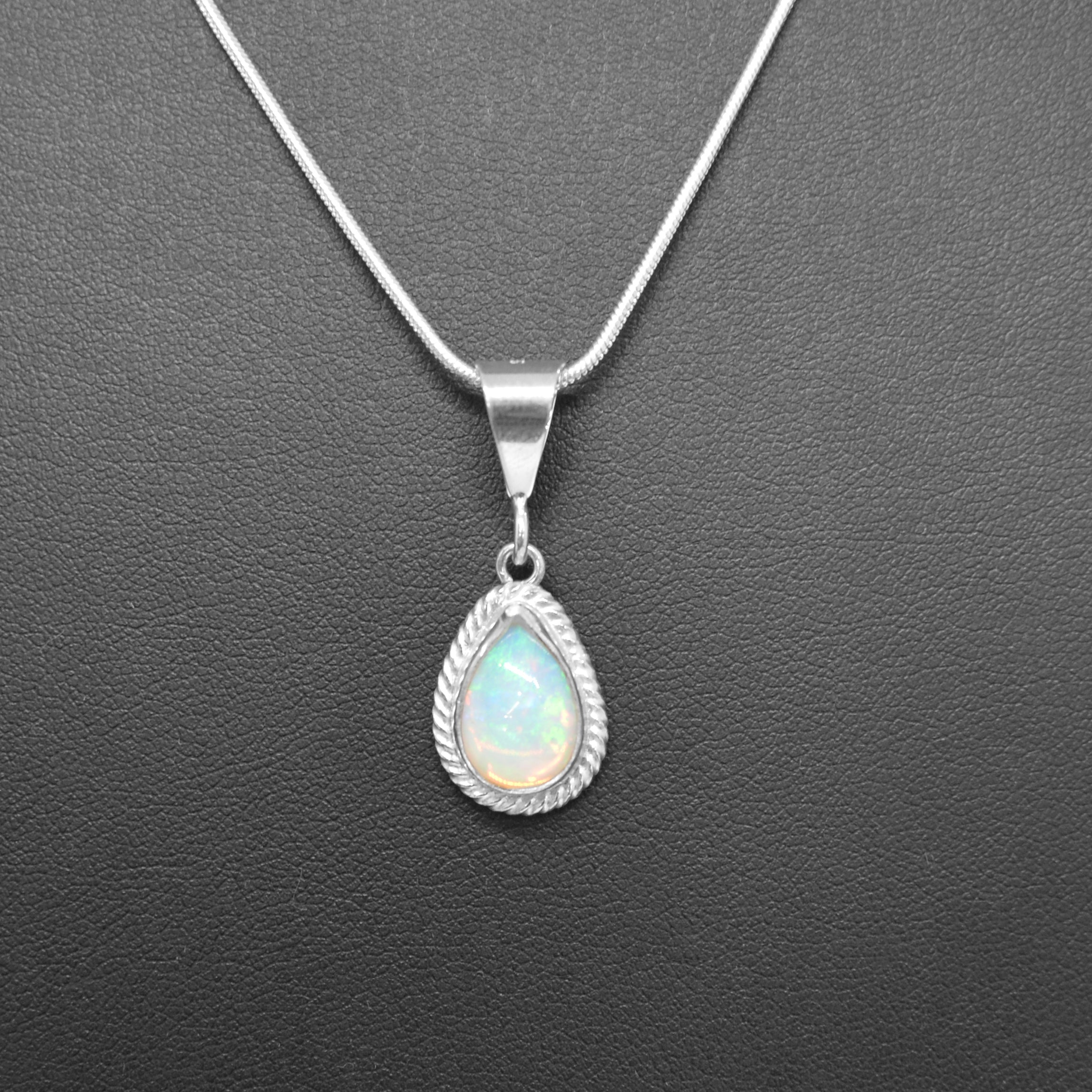 Sterling Silver Teardrop opal pendant