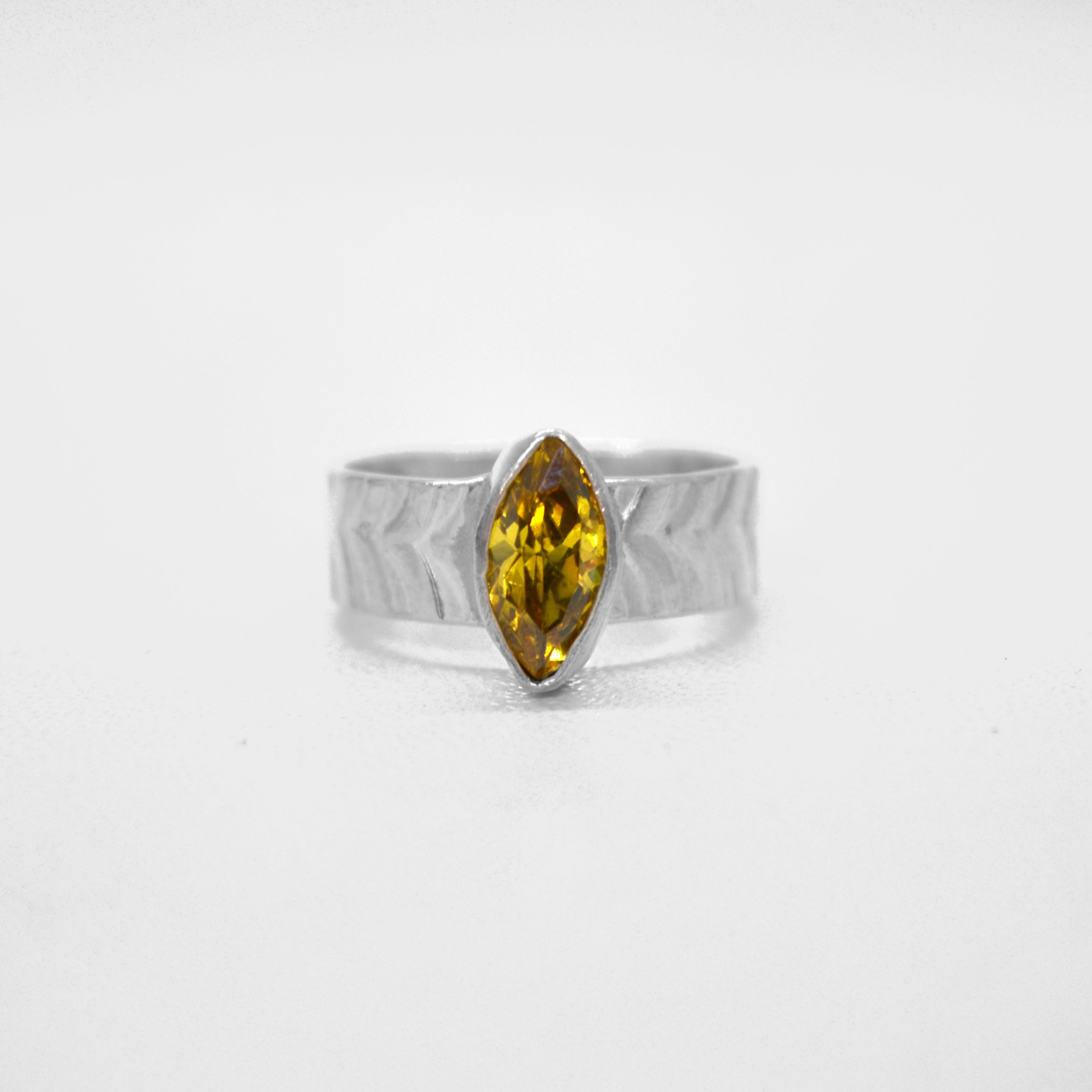 Marquis Wide Band Ring (Citrine Cubic Zirconia)