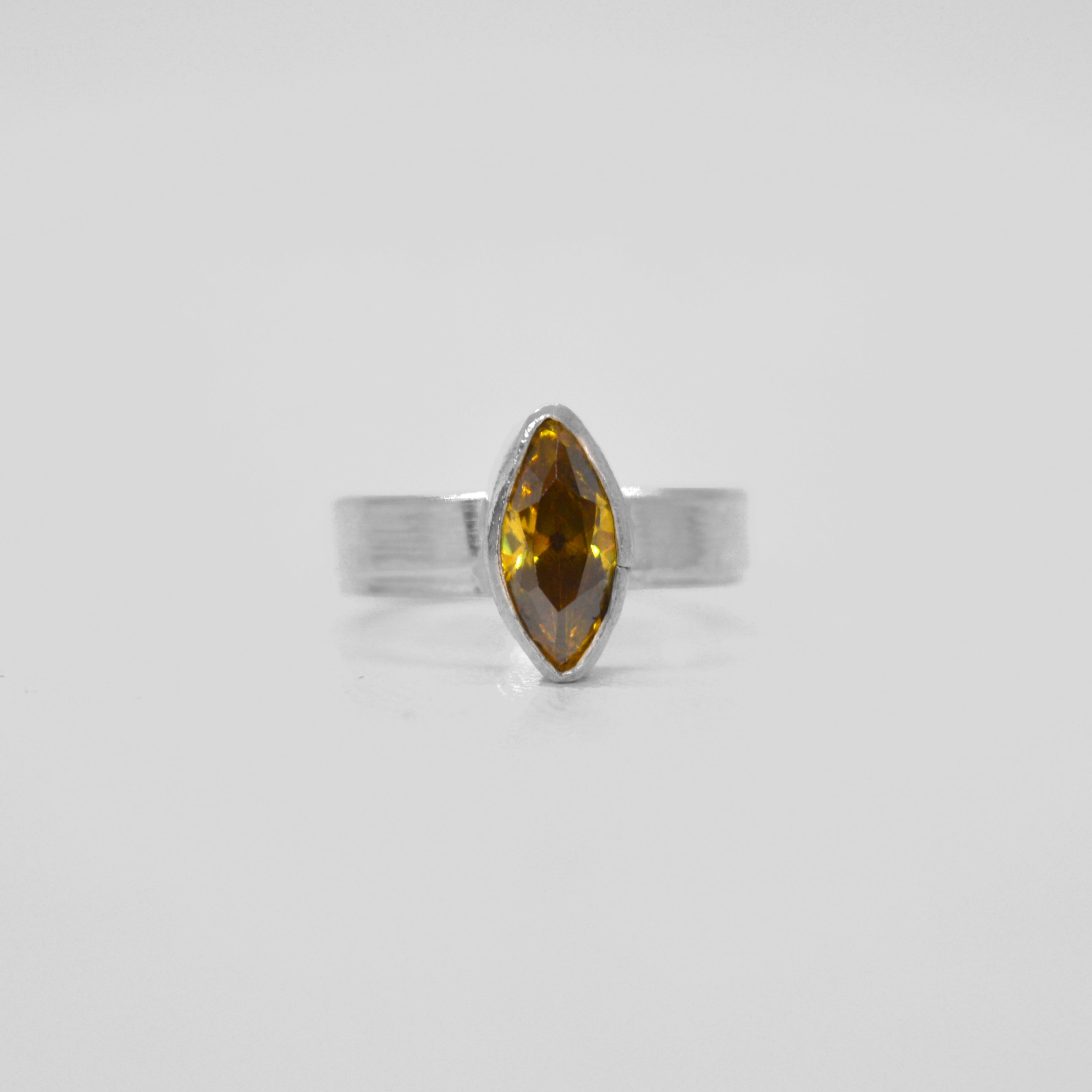 Marquis Smooth Band Ring (Citrine Cubic Zirconia)