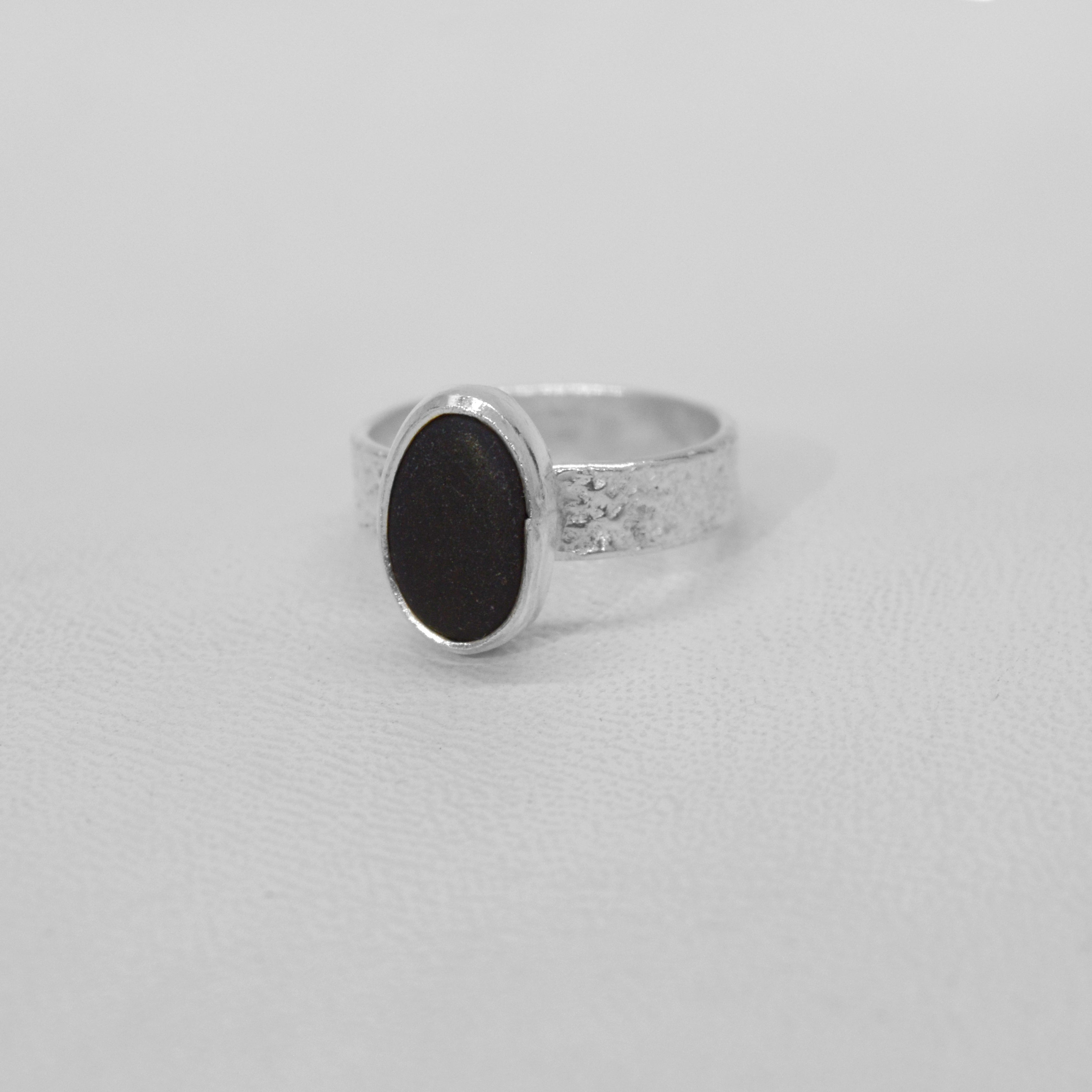 Black Seaglass Ring (Pirate Glass)
