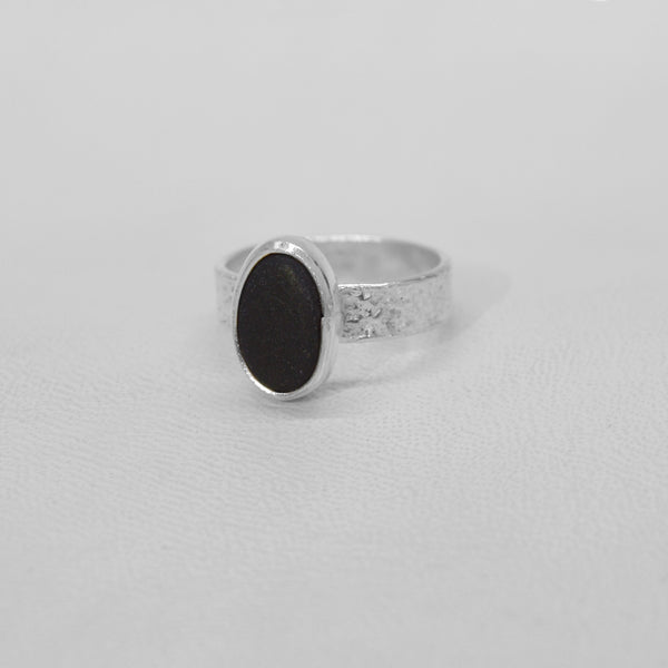 Black Seaglass Ring (Pirate Glass)(SAMPLE)