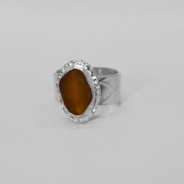 Brown Sea Glass Ring (SAMPLE 1)