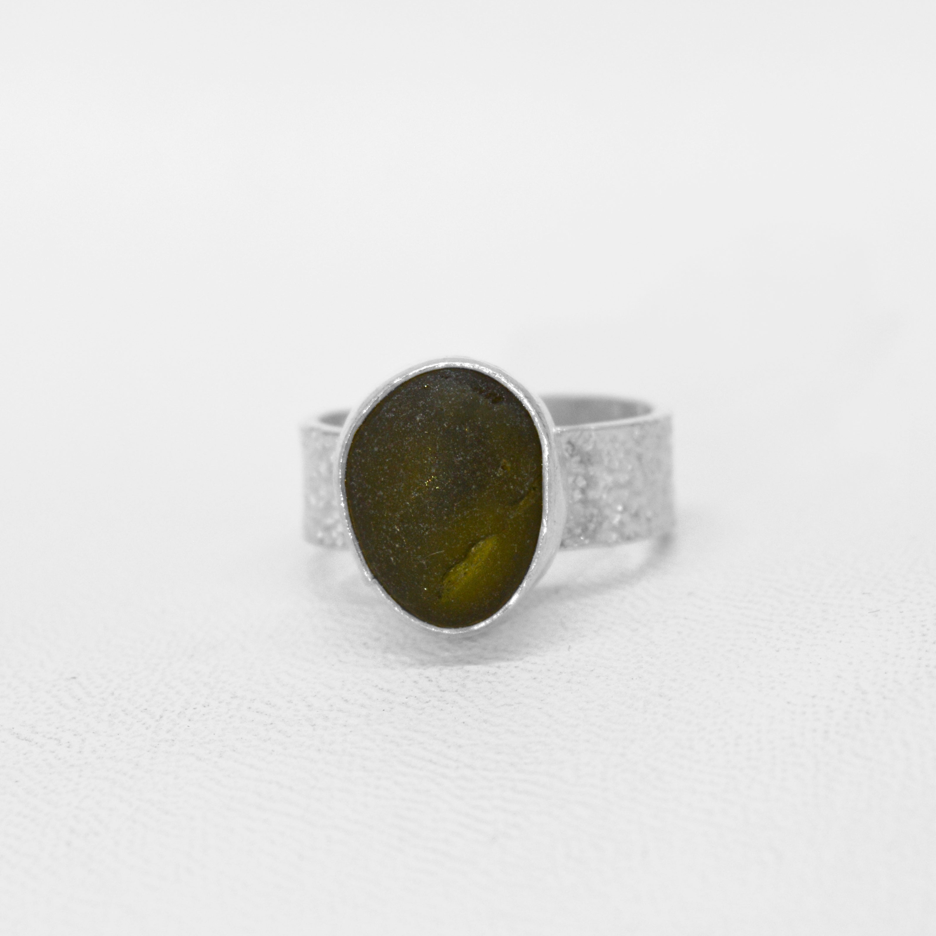 Dark Green Seaglass Ring