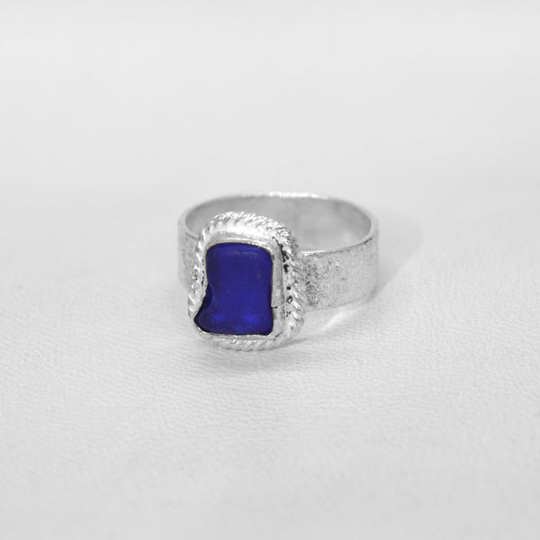 Blue Sea Glass Ring (SAMPLE)