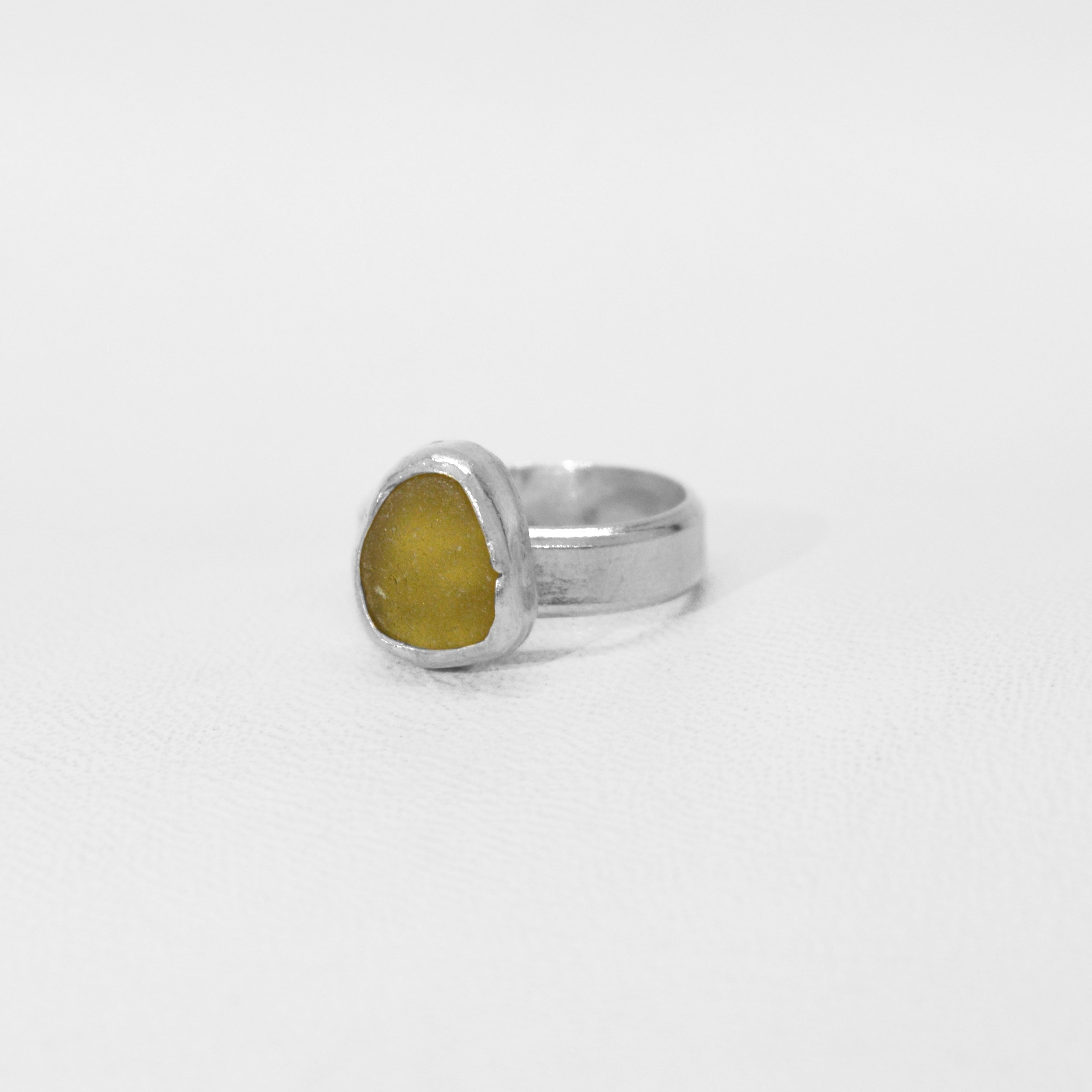 Amber Sea Glass Ring