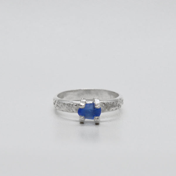 Cornflower Blue Pronged Seaglass Ring
