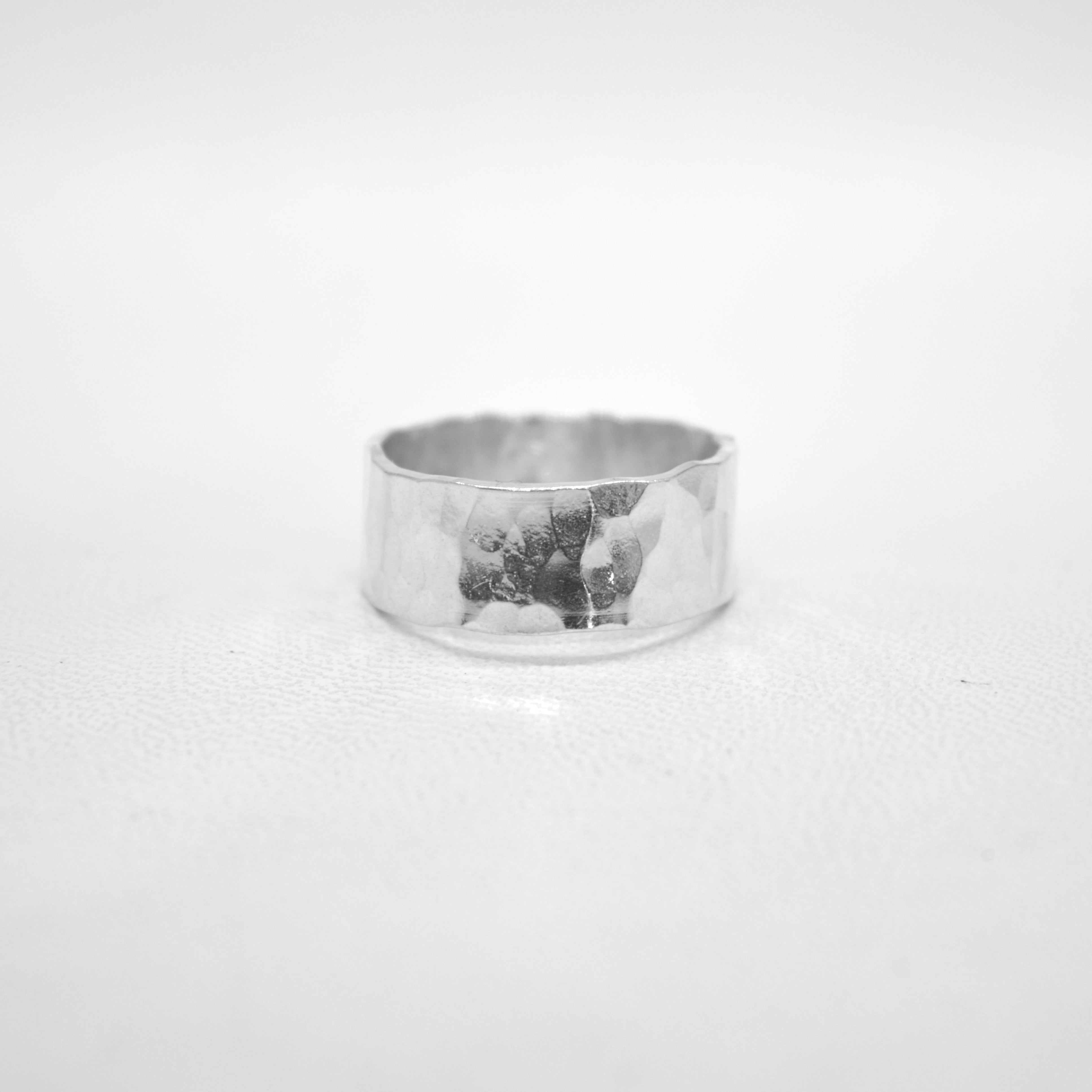 Wide Hammered Band Ring