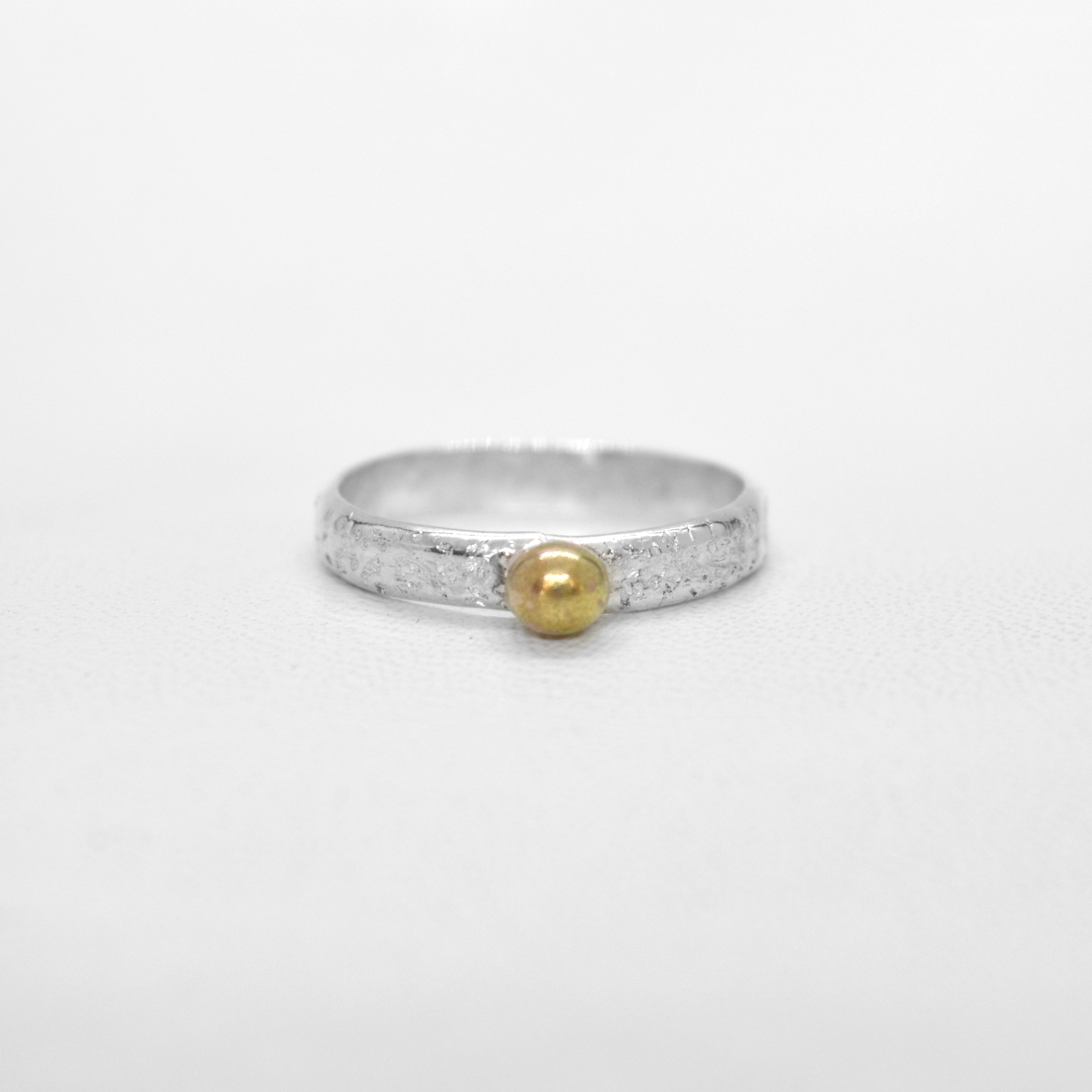 Silver Ring with 14K gold ball