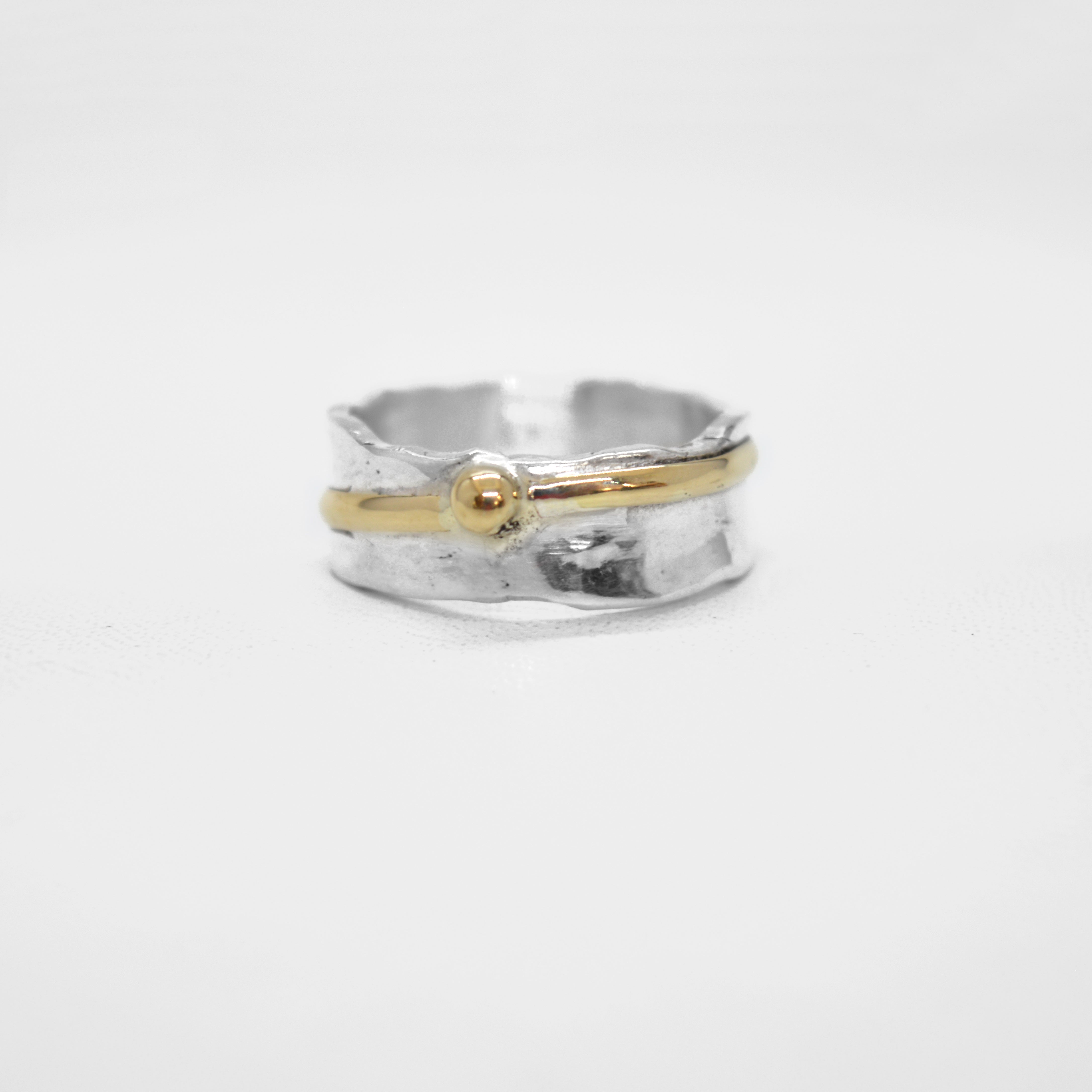 Wide Silver and Gold Ring (14K)