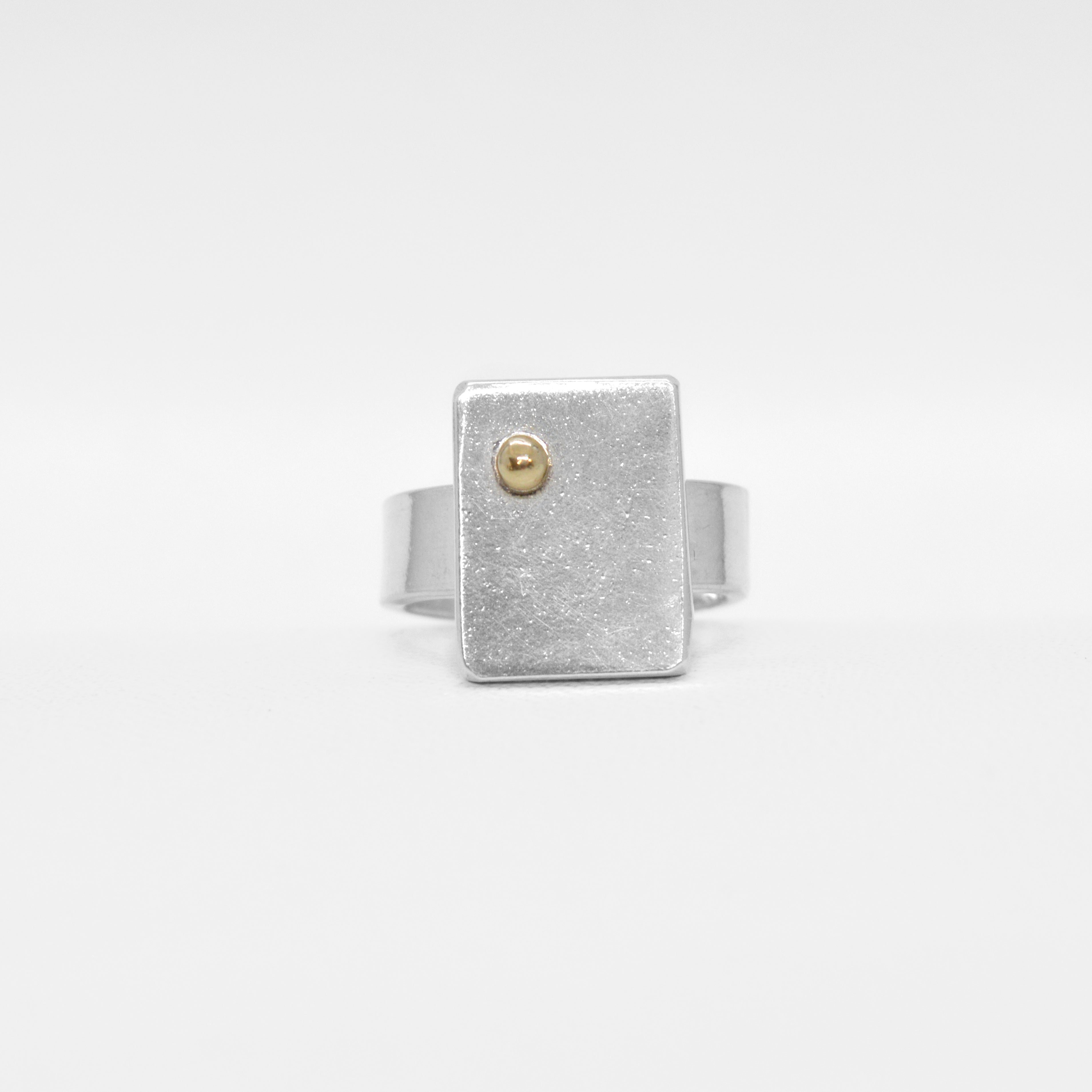 Silver Signet Ring with 14K gold ball